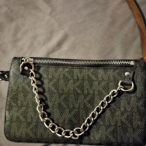 Chic Black Wristlet with Silver Chain